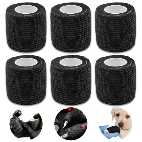 Vista 8 de Autdor Envoltura de agarre de tatuaje, 12 unidades de 2 pulgadas x 5 yardas, cinta de agarre cohesiva desechable para tatuajes, rollos de vendaje