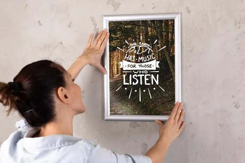 Vista 4 de BNV Marco de aluminio para póster de carga frontal / certificado de imagen, blanco, 8.5 x 11 pulgadas, perfil de 1 pulgada, montaje en pared, modo