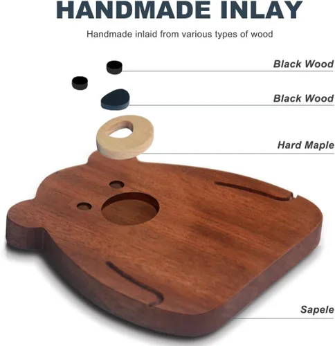 Vista 2 de Posavasos de madera absorbentes para bebidas, hechos a mano con múltiples incrustaciones de madera, juegos de posavasos de madera Sapele para mesa
