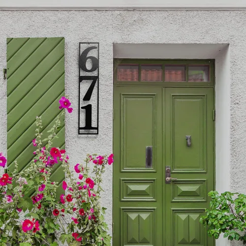 Vista 4 de Números de casa para exteriores, números de dirección de metal personalizados para casa, letrero de dirección personalizado vertical horizontal