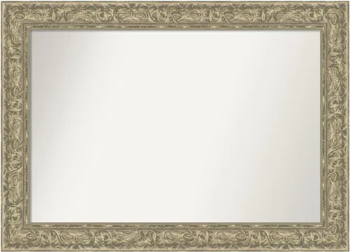 Vista 25 de Amanti Art Espejo de pared plateado de 27 x 21 pulgadas, espejo rectangular de baño de níquel cepillado para decoración de pared, sala de estar