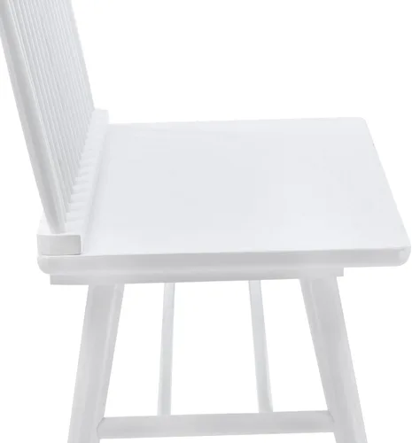 Vista 5 de DUHOME Banco de comedor de entrada con respaldo de husillo, banco Windsor de madera para vestíbulo, balcón, sala de estar, color blanco