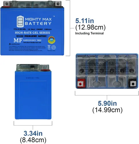 Vista 2 de Mighty Max Battery YTX12-BSGEL 12V 10Ah GEL Replacement Battery Compatible with Triumph 865 Scrambler 13-15 - 2 Pack