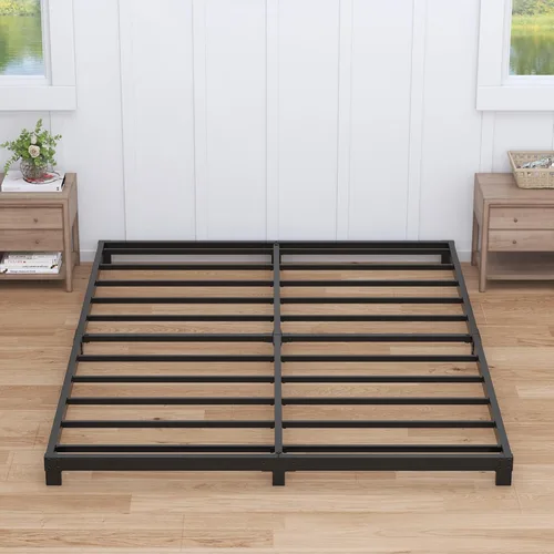 Vista 10 de Nailsong Marcos de cama individual de 4 pulgadas de perfil bajo, base de cama individual con plataforma sin necesidad de somier, metal resistente