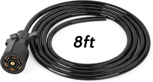 Gilardino Enchufe de remolque de 7 vías, arnés de cableado de remolque de 7 pines, cable adaptador de remolque de 7 cables de 8 pies para RV
