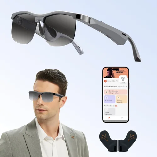 Vista 5 de Lentes inteligentes – Gafas Bluetooth para hombres con traducción de 160 idiomas con protección UV con chat GPT lentes inteligentes multifuncionales