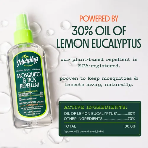 Vista 4 de Murphy's Naturals Spray repelente de insectos de mosquitos y garrapatas, aceite de eucalipto de limón para piel + equipo de exteriores, bomba de 2