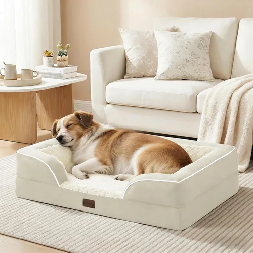 Vista 8 de Camas ortopédicas para perros de tamaño grande, cama grande de espuma viscoelástica impermeable para mascotas con lados de 36 x 27 pulgadas