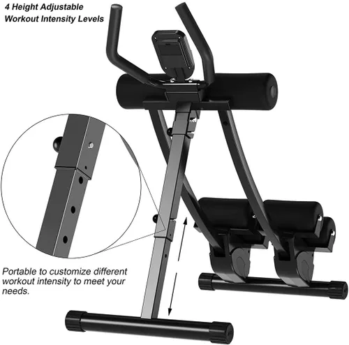 Vista 4 de Ab Machine Equipo de ejercicio multifuncional para gimnasio en casa, equipo de entrenamiento de abdominales ajustable en altura