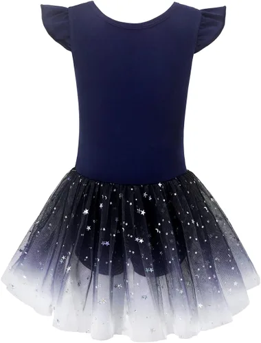 Vista 3 de Leotardos de ballet de unicornio con tutú para niñas pequeñas, vestido de falda de tul de algodón para bailar