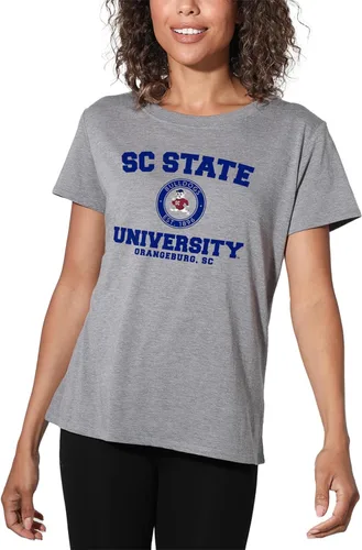Vista 82 de Colección oficial de camisetas sueltas con logotipo de círculo envejecido universitario para mujer, jaspeado atlético