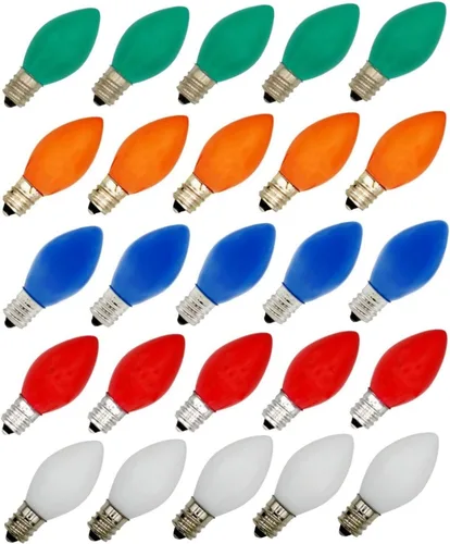 Vista 4 de Creative Hobbies® Caja de 25 bombillas parpadeantes transparentes, base de candelabro C7, parpadeo aleatorio, ideal para luces nocturnas y cuerdas