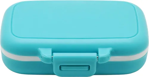 Small Pill Box Supplement Case for Pocket or Purse - 3 Removable Compartments Travel Medication Carry Case - Daily Vitamin Organizer Box (Blue)