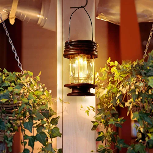 Vista 9 de Linternas solares colgantes al aire libre - 20 luces LED alimentadas por energía solar, luces de hadas de Navidad, linternas impermeables