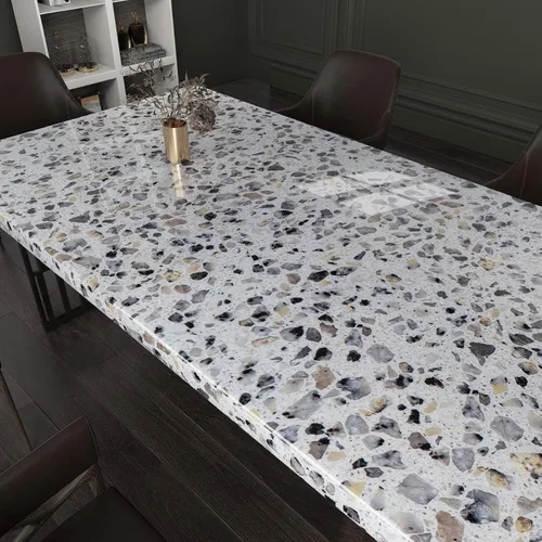 Vista 5 de Papel de contacto para encimera de terrazo gris de 400 x 15.8 pulgadas, impermeable, autoadhesivo, granito, mármol, papel tapiz de vinilo