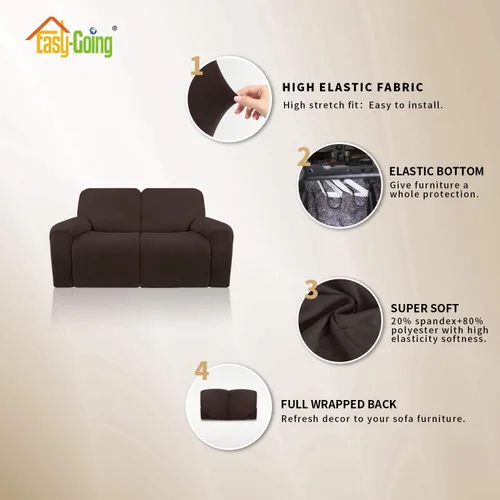 Vista 3 de Easy-Going - Funda elástica de microfibra para sofá reclinable seccional, suave vellón ajustable a tu sofá de 2 cuerpos, lavable, protege tus
