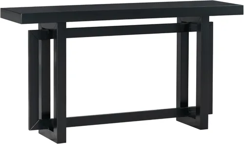 Vista 7 de Console Table for Entryway, 59" Wood Sofa Table with Solid Wood Legs, Modern Entryway Table with Geometric Design for Living Room, Hallway (Black)