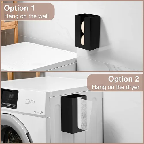 Vista 4 de SUBEKYU Soporte magnético para hojas de secadora para lavandería, contenedor de hojas de secadora, dispensador de hojas de secadora de hierro