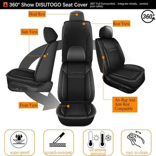 Vista 6 de Fundas de asiento para Nissan Rogue 2009-2024 2025 2026: juego completo de 5 asientos de asiento de automóvil, funda de cuero de seda de hielo