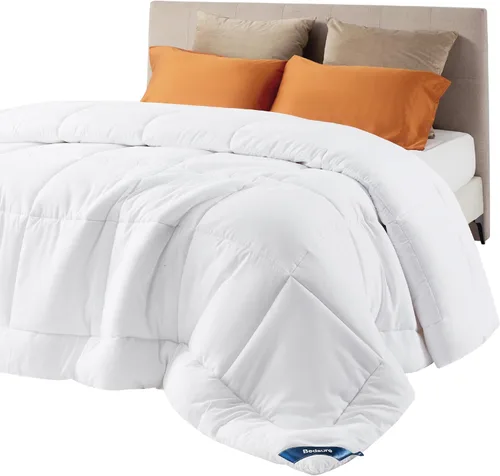 Vista 81 de Bedsure - Relleno de edredón acolchado tamaño Queen Plus, para todas las estaciones, ropa de cama alternativa de plumón GentleSoft, con 8 pestañas