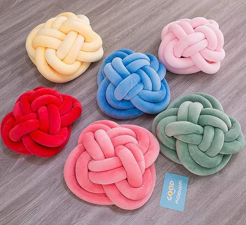 Vista 4 de Cyprinus Carpio Elastic Vevet - Almohada de 2 hebras hecha a mano con nudo, bola de almohada para el hogar, decoración de 10.6 pulgadas (gris claro)