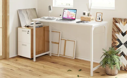 Vista 15 de CubiCubi Escritorio para computadora, escritorio pequeño de oficina en casa de 40 pulgadas, mesa de PC de estilo moderno y simple para el hogar