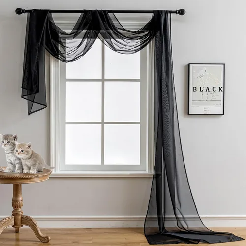 Vista 15 de Bufanda para ventana, cortinas de toldo de cama, arco de boda, tela drapeada de 216 pulgadas de largo (18 pies), cenefas de cortina para ventanas