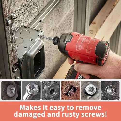 Vista 3 de Kit de Extractor de Tornillos de 15 Piezas, Juego de Brocas de Mano Izquierda de Acero Cr-Mo 37# y 6542 Hss Cobalto para Eliminar Pernos Rotos