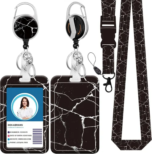 Vista 14 de Cordón de identificación y soporte para credencial de identificación, carretes retráctiles con clip para cinturón de carrete de mosquetón, cordón