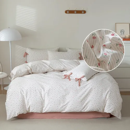 Vista 20 de EAVD Juego de edredón floral azul Twin/Twin XL blanco, microfibra suave, 3 piezas, juego de edredón bohemio con flores botánicas para niñas con 2