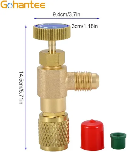 Vista 6 de R12 R22 Válvula de carga de refrigerante, 1/4 "macho a 1/4 "hembra adaptador de seguridad válvula de bola de control de flujo para colector de aire