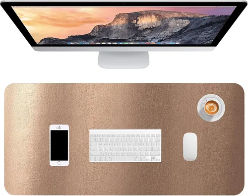 Vista 55 de Hsurbtra - Almohadilla de escritorio, 23.6 x 13.8 pulgadas, alfombrilla de escritorio de piel sintética, M extendida, protector de escritorio