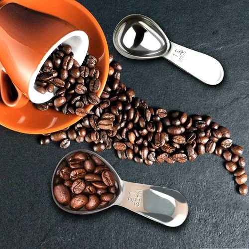 Vista 3 de Cuchara medidora de café de acero inoxidable 18/8, 2 cucharadas de café, cuchara medidora de mango corto para café molido, té, harina de azúcar