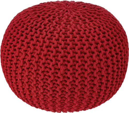 Vista 14 de REDEARTH Puf Otomano Redondo - Tejido a Mano con Cable Estilo Boho, Decoración del Hogar, Puf Circular, Reposapiés para Sala de Estar - Guardería