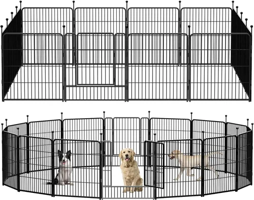 Vista 14 de Corralito portátil para perros, valla de ejercicio de metal resistente para mascotas, corral para interiores y exteriores, corral para mascotas