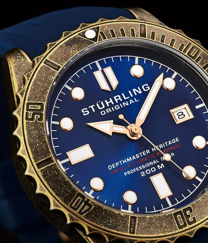 Vista 2 de Stuhrling Original - Reloj suizo automático para hombre con correa de goma