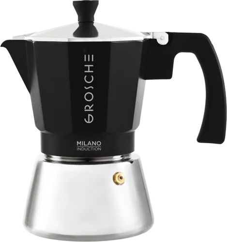 Vista 21 de GROSCHE Milano - Cafetera Moka para estufa, olla de expreso para 3 tazas de café, 5 oz, color negro - Cafetera cubana para estufa, cafetera Moka