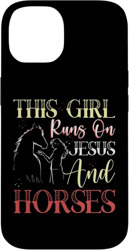Vista 4 de This Girl Runs On Jesus and Horses Case for iPhone 16