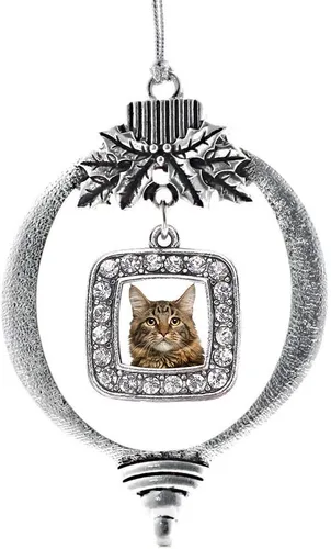 Vista 53 de Inspired Silver - Adorno de flor de iris - Adornos navideños con dije cuadrado de plata con joyas de circonita cúbica