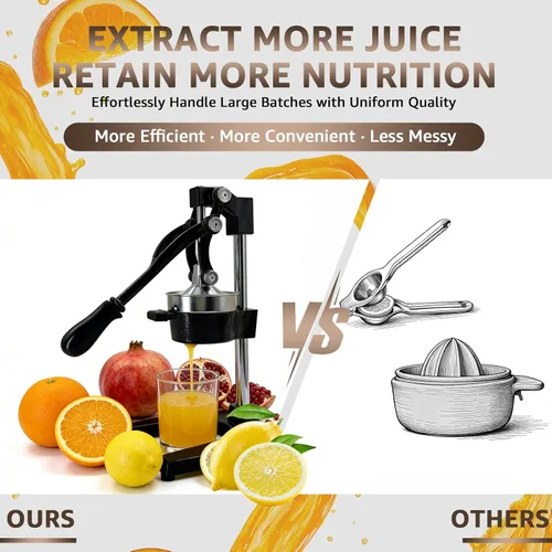 Vista 4 de Heavy-Duty Manual Citrus Juicer, Cast Iron Hand Press Juicer with Ergonomic Lever – High Yield Lemon Squeezer & Orange Juicer for Grapefruit, Lime