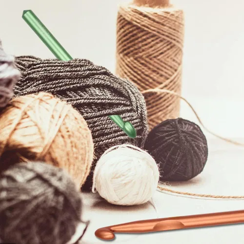 Vista 5 de Gancho de ganchillo de gran tamaño de 0.472 in, aguja de ganchillo larga QLRFFLJOY de metal, herramientas de tejido de hilo para tejer mantas