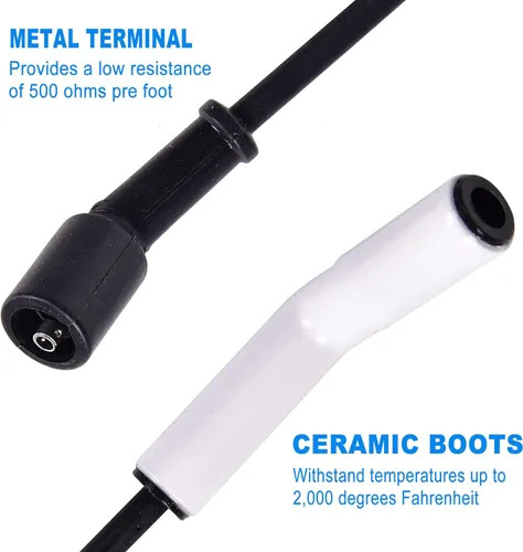 Vista 3 de Juego de cables de bujía de cerámica rica Accel 9070C Extreme 9000 compatible con terminales LS LS3 LS4 LS7 motores