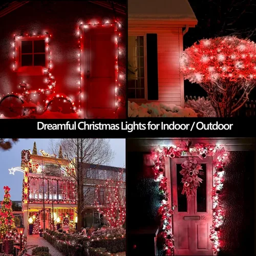 Vista 109 de Paquete de 2 guirnaldas de luces LED, funcionan con pilas, 5 m, 50 luces intermitentes, temporizador, impermeables, para habitaciones, bodas