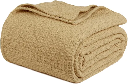 Vista 2 de Tex Trend Manta de lujo 100% algodón, mantas suaves tamaño King para cama, sofá y sillón, manta transpirable para verano, manta térmica de algodón