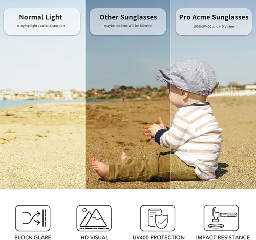 Vista 7 de Pro Acme Gafas de sol polarizadas TPEE duraderas para niños y niñas, de goma suave, marco flexible, gafas protectoras de 3 a 8 años