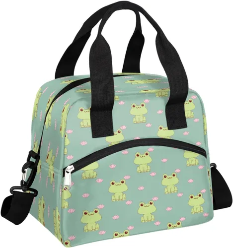 Vista 11 de Bolsa de almuerzo aislada para mujeres y hombres, colorida y divertida, grande, reutilizable, a prueba de fugas, bolsa de almuerzo con correa