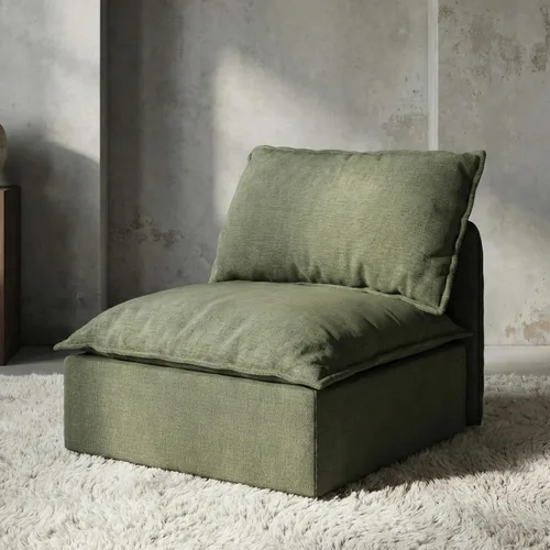 Vista 20 de Acanva Sofá modular modular para sala de estar, cómodo sofá convertible en nube, sofá de gran tamaño con otomana y fundas de felpilla lavables Verde