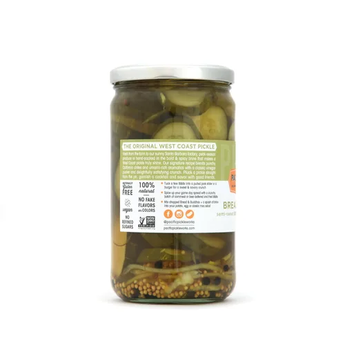 Vista 4 de Pan y Budas - Chips de pepinillo de corte grueso de pan y mantequilla, pepinillos gourmet semidulces para bocadillos, sin OMG, kosher, sin gluten