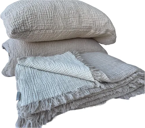 Vista 8 de DEKADRON Manta de muselina 100% algodón, colcha de 4 capas, suave muselina de algodón turco, colcha reversible, visón