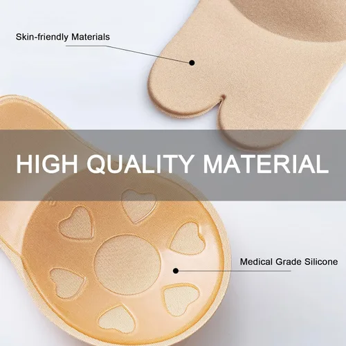 Vista 2 de 2 Pairs Sticky Bra, Backless Strapless Bra, Reusable Invisible Bra, Invisible Lift up Strapless Bra for Big Busted Women
